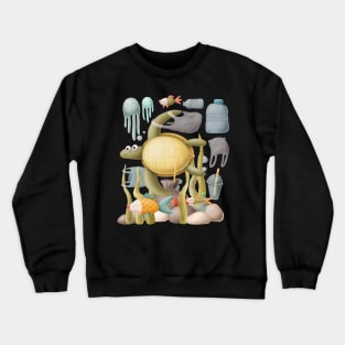 Turtle with plastic under ocean Crewneck Sweatshirt